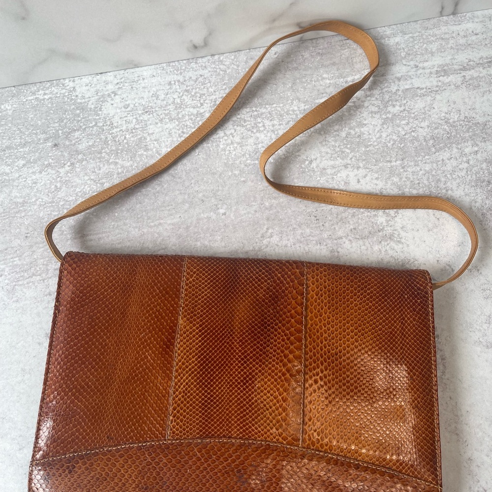 Faux snake skin and leather purse